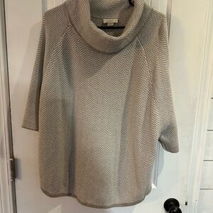 LOFT Chevron Cowl Neck Sweater in Gray